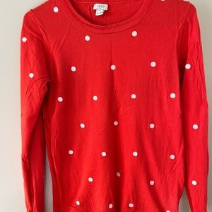 Red polka dot JCrew sweater